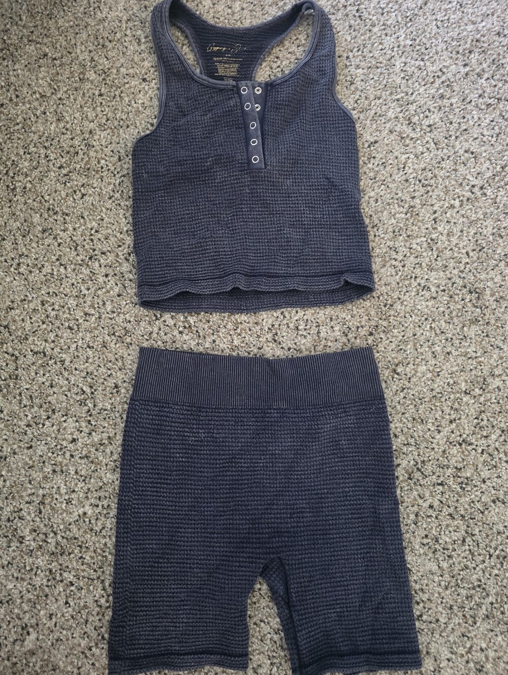 Bike Shorts Waffle Knit SET - Navy Small/ Med Loungewear